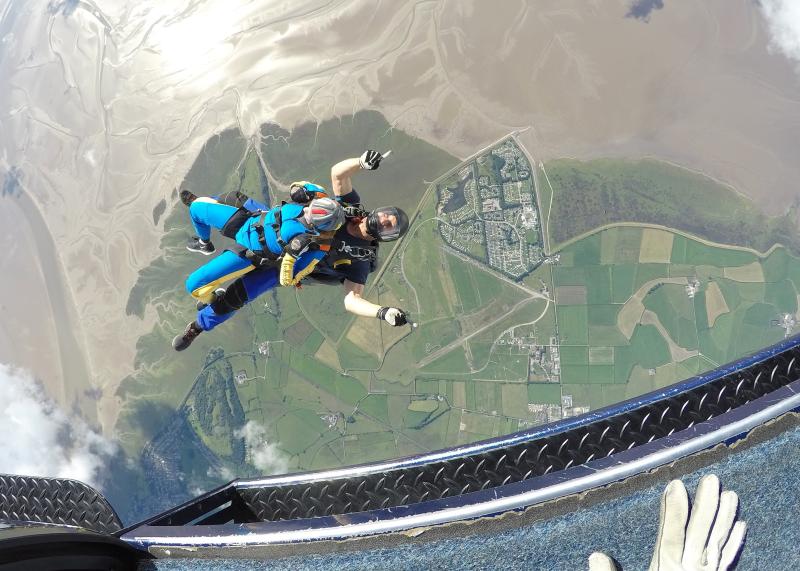 The family took part in a sky dive and have raised over £2,500 so far