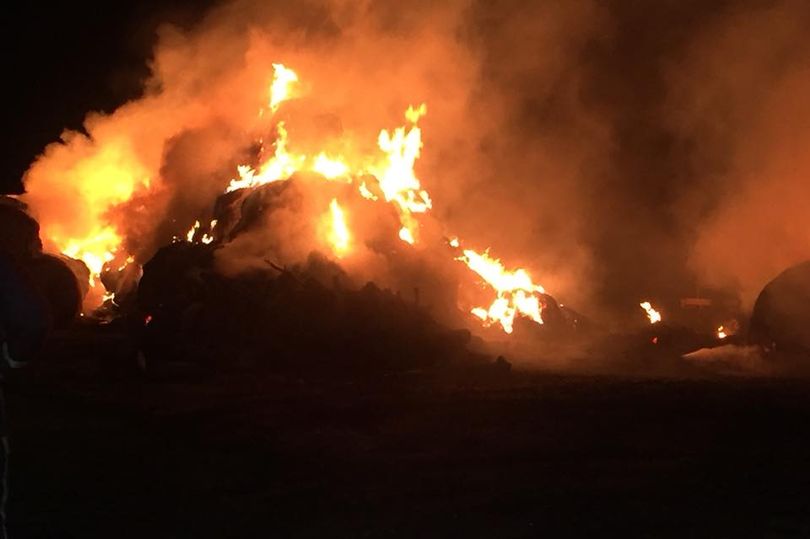 70 tonnes of bale caught fire at the Nottinghamshire fire in the early hours of the morning (Photo: Nottinghamshire Fire and Rescue Service)