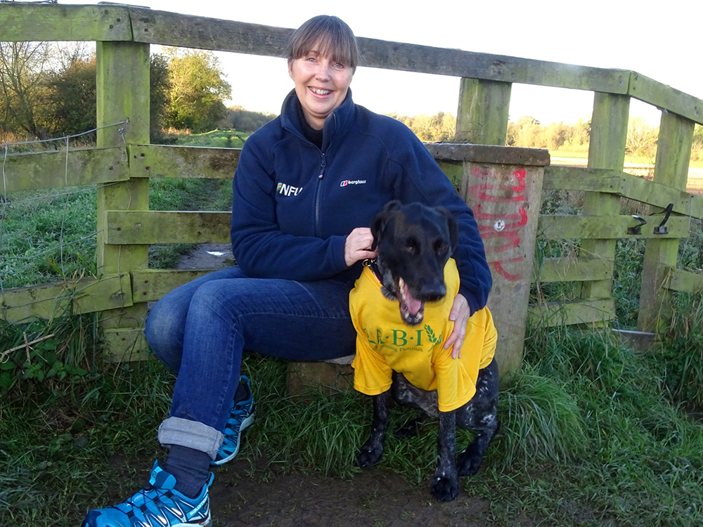 Rachael Gillbanks with her dog Molly are walking one million steps in aid of two farming charities (Photo: RABI)
