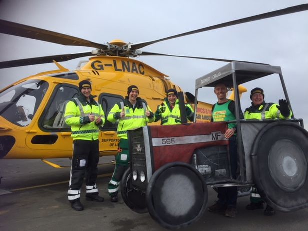 Farmer Craig Williamson (dressed as a tractor) will compete in the London Marathon (Photo: Lincs & Notts Air Ambulance)