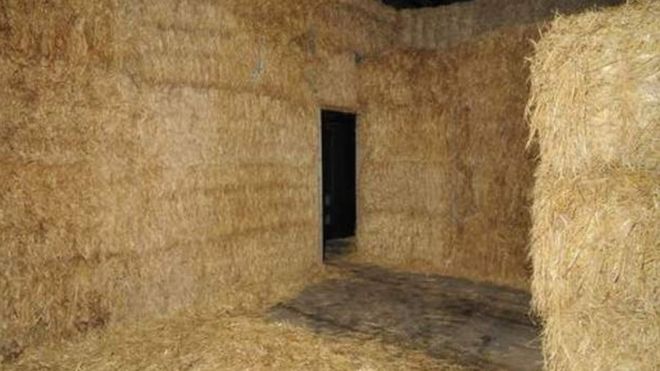 The cannabis operation was "professionally concealed" on the farm using straw bales (Photo: Staffordshire Police)
