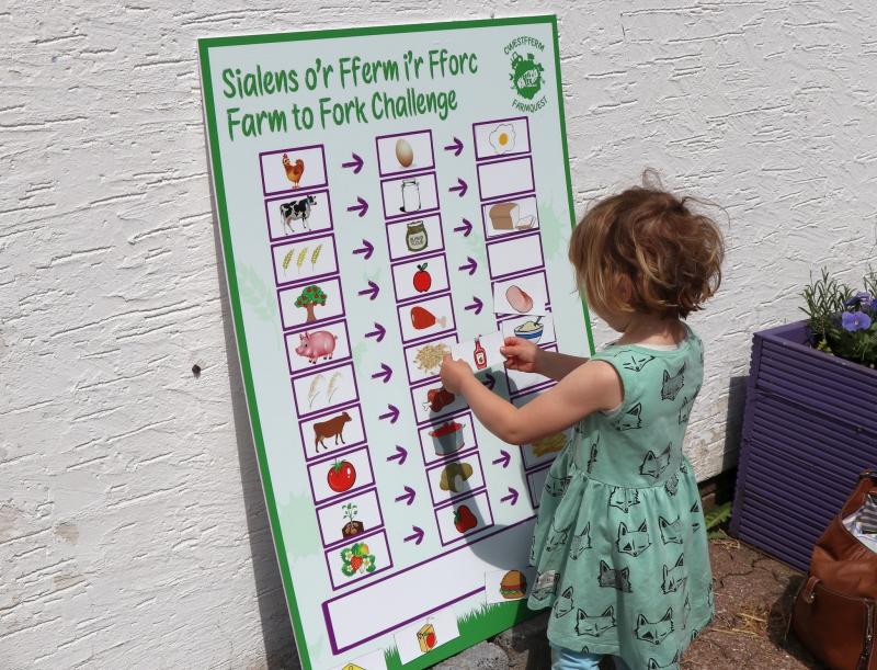 A child enjoys the ‘Field to Fork Challenge’, which encourages children to identify the key steps within the food production chain