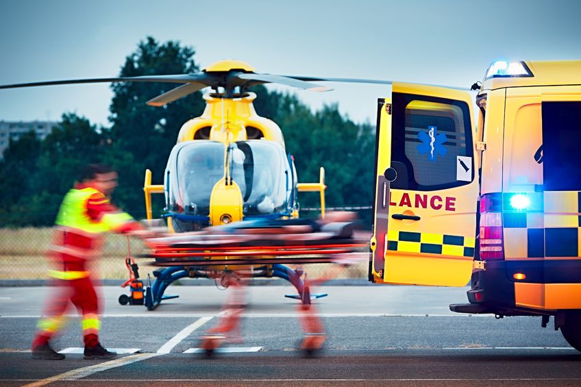 An air ambulance attended the scene of the incident