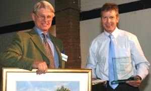 John Widdowson receives the Lifetime Achievement Award from Tom Vesey
