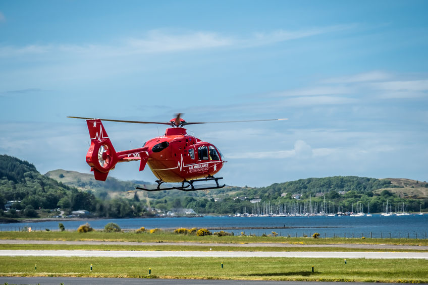 An air ambulance arrived on the farm and took the men to hospital, where their condition is described as "stable"