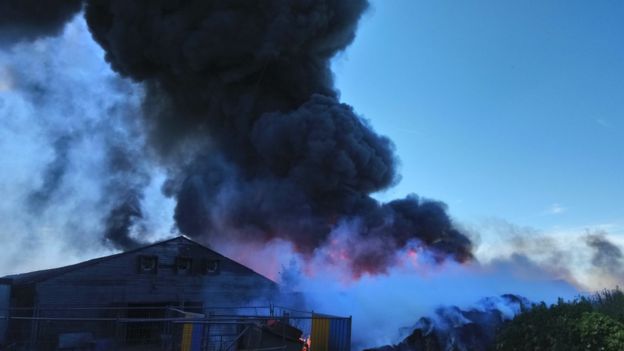 A farm building was completely destroyed during the blaze (Photo: WMFS Erdington)