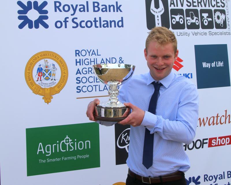The 22-year-old farmer won the Young Farmer of the Year, presented by the  Scottish Association of Young Farmer Clubs