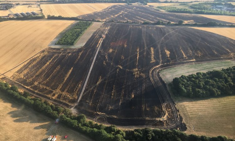 800sq metres of crops has been destroyed after the huge field fire (Photo: Oxfordshire Fire and Rescue Service)