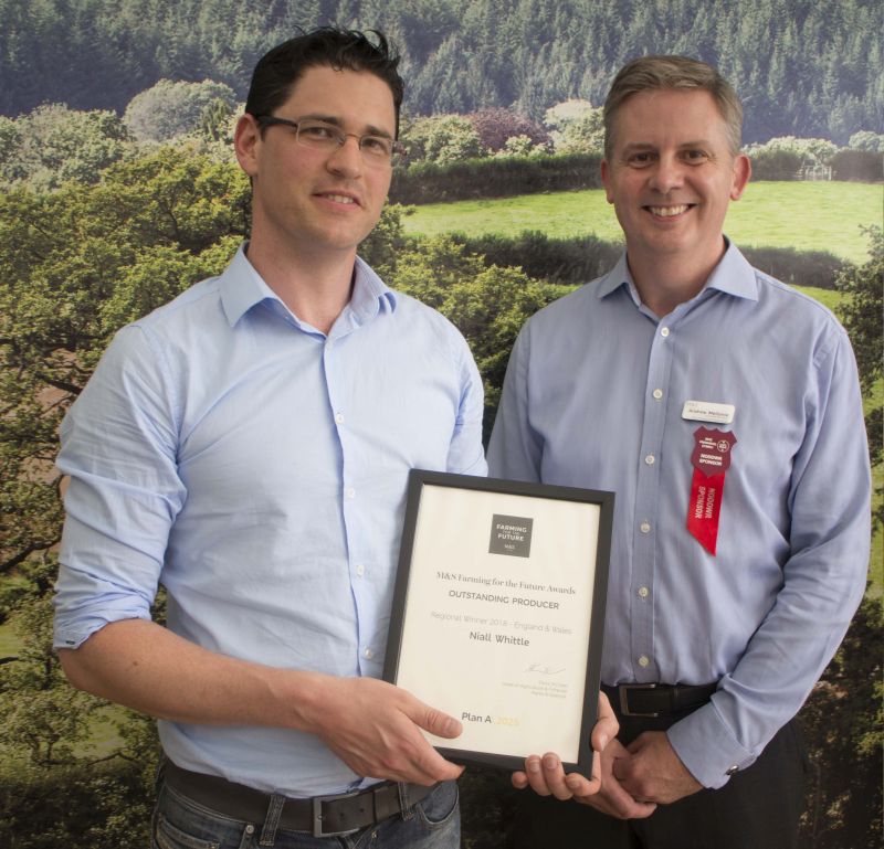 The winner of Outstanding Producer Award is Niall Whittle (L), who oversees the production and packing of over 180,000kgs of mushrooms every week
