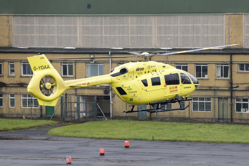 The Yorkshire Air Ambulance was called to take the man to a nearby hospital