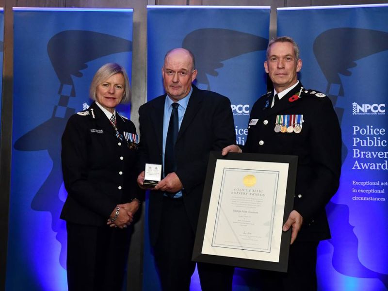Farmer George Common (middle), from Northumbria, was recognised at the Police Public Bravery Awards in London (Photo: Northumbria Police)