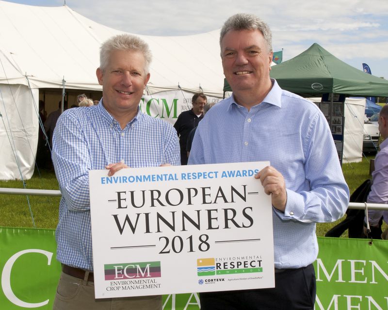 Peter Clare from ECM (left) receives the Environmental Respect Award