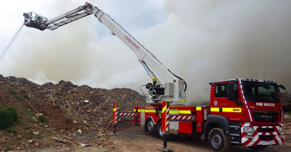 Fire fighters put out a fire the size of a football pitch, which burned for 5 days, at Cockwells Nursery in the Devon countryside