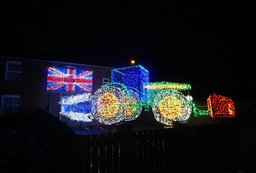 The tractor is covered in more than 11,000 lights (Photo: Andrew Wilkinson/Facebook)