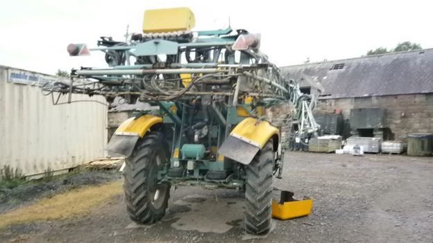 Mr Simpson said he had hit the steps of one of the farm buildings which overturned the sprayer and spilled the fertiliser (Photo: Environment Agency)