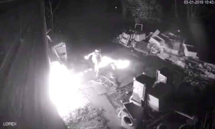 The man accidentally set fire to himself while causing 'significant damage' to the former farm