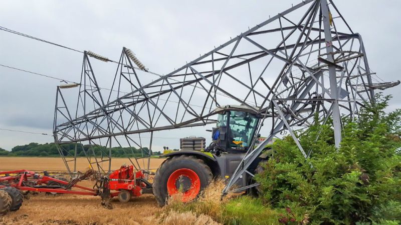 The driver of the vehicle at Flawborough escaped unhurt when his tractor crashed into a pylon while using autosteer