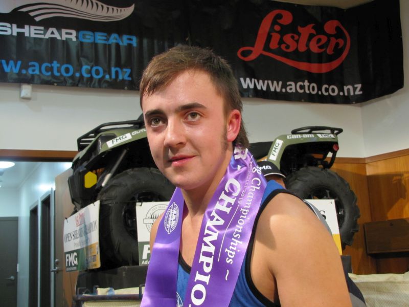 Henry Mayo after winning a major sheep shearing competition in New Zealand