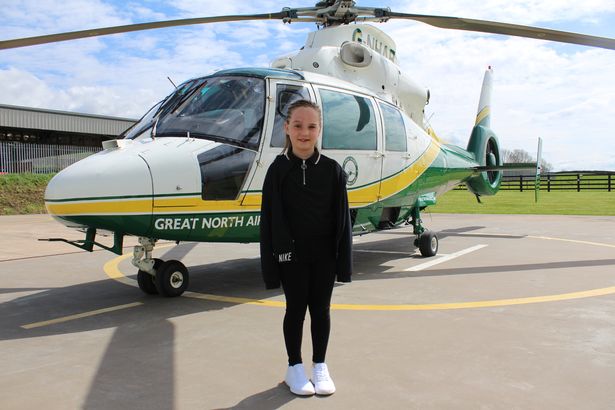 Alannah Maher paid a visit to the Great North Air Ambulance Service after recovery