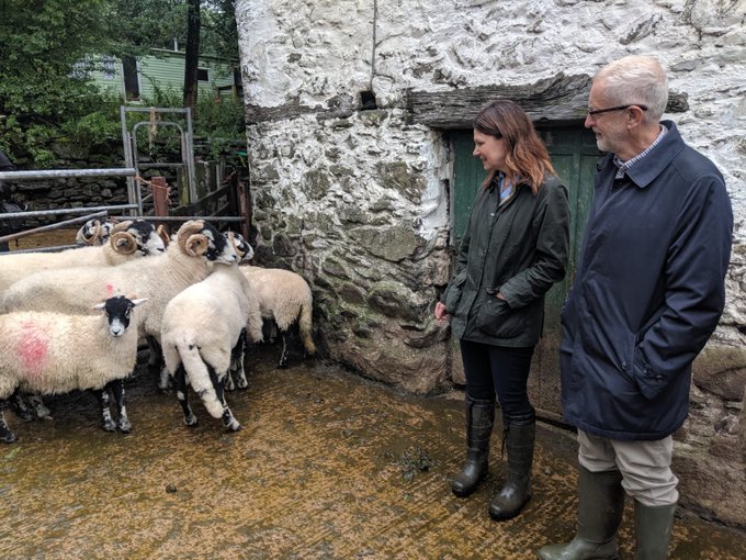 The Labour Leader and Shadow Defra Secretary visited a farm in Cumbria yesterday to make his no-deal warning (Photo: @JeremyCorbyn/Twitter)