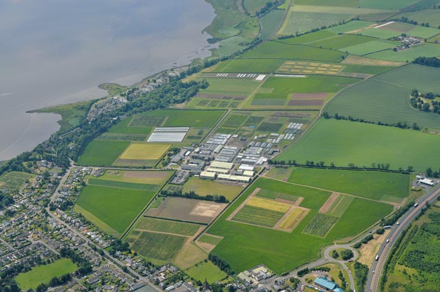 Aerial view of James Hutton Institute's Dundee site at Invergowrie