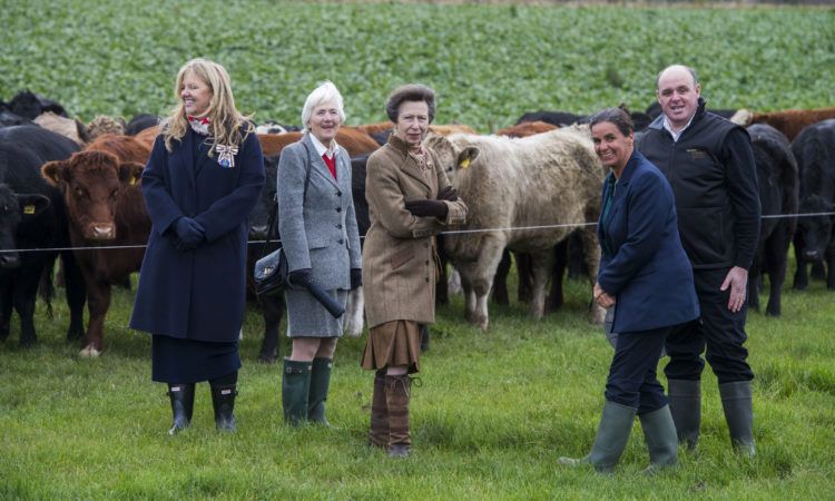 The Princess Royal visited the 100 hectare farm, which has a finishing cattle system with no housing, making use of high-quality grass and winter forage crops