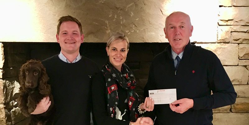 Cumbrian farmer Joseph Relph (R) has donated thousands for a farming charity in memory of his son