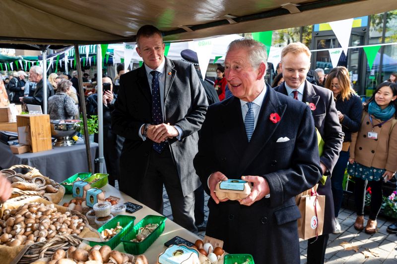 Prince Charles received gifts including a carton of fresh British eggs