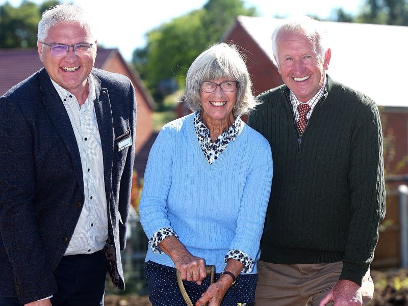 Landowners Paul and Margaret Bellew (centre and right) have released farmland over three decades