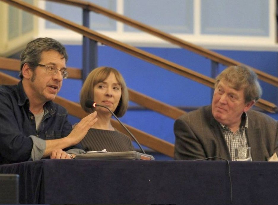George Monbiot (L) set out his case that livestock farming in the UK must end