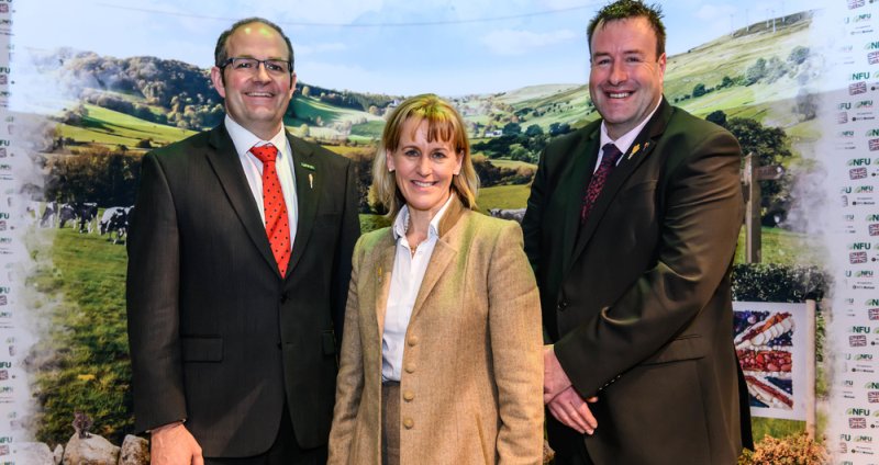 (L-R) Tom Bradshaw, Minette Batters and Stuart Roberts