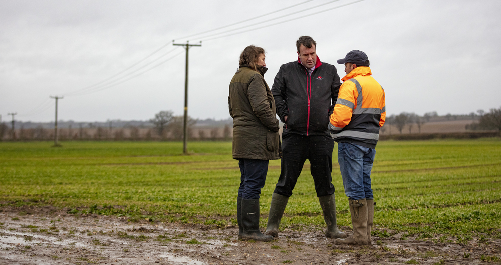 NFU Deputy President Stuart Roberts visited a farm in the West Midlands to see the damage caused by recent extreme weather