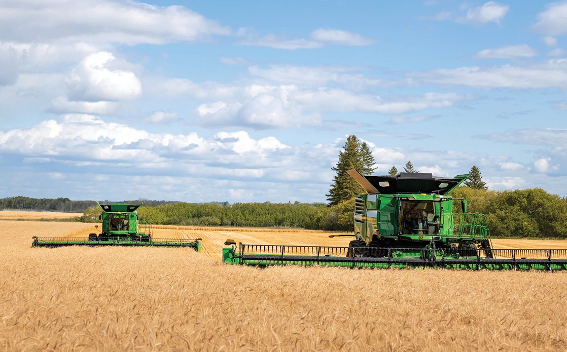 The new X9 1100 combine can harvest up to 30 acres of wheat per hour