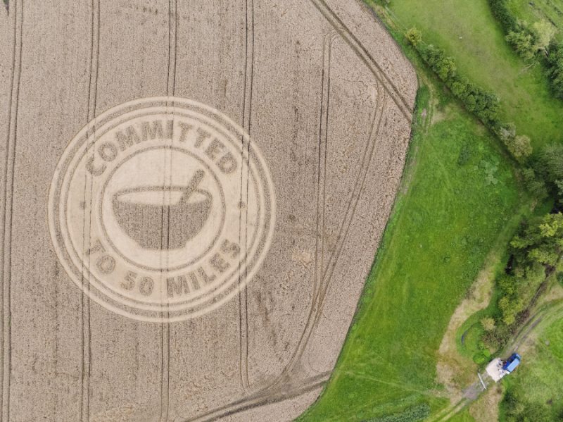 The crop circle highlights Weetabix’s commitment to working with local farmers