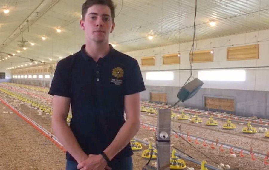 Elliot Cole, 19, explained how his farm used litter from 120,000 chickens as fuel for the on-farm biogas plant