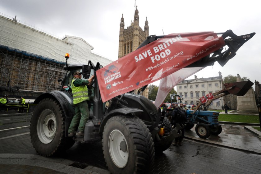 Farmers protested outside parliament ahead of the crucial vote (Photo: Kirsty Wigglesworth/AP/Shutterstock)