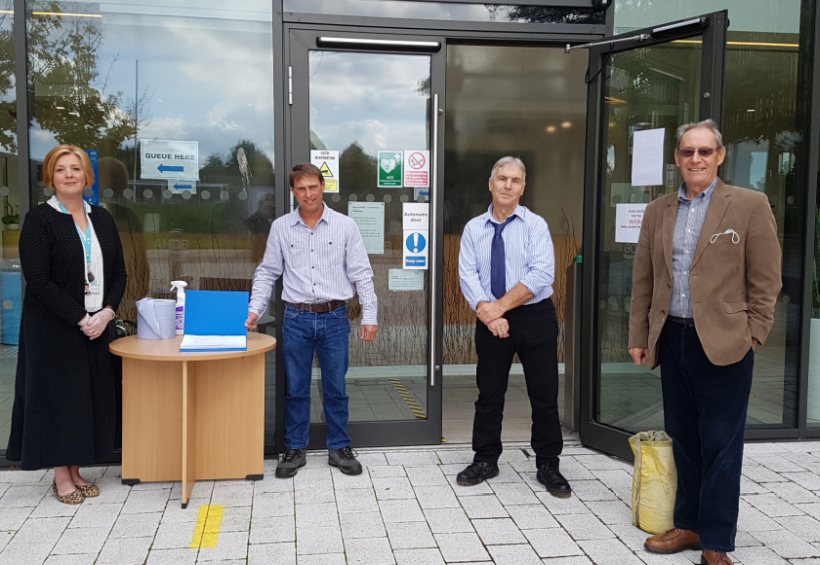 Growers Simon Redden, Peter Thorold and John Bratley with Ruth Ashfield, AHDB Strategy Director Horticulture