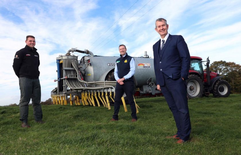 Co Armagh farmer Simon Meredith (middle) used the fund to buy a 2,000 gallon slurry tanker fitted with a dribble bar slurry distribution system