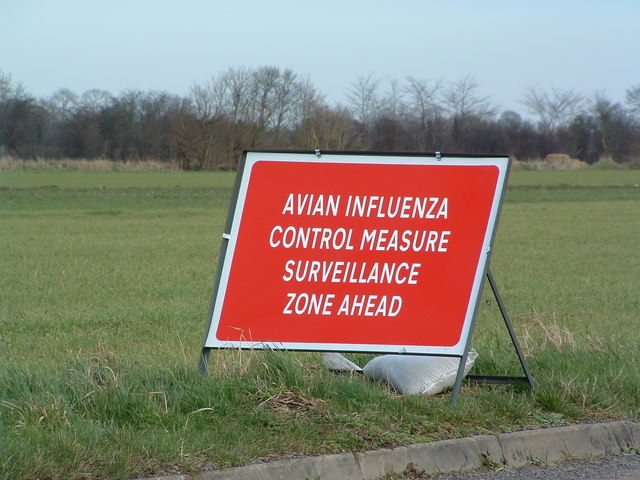 The avian influenza outbreak is the second recorded case this week (Photo: Keith Evans/Avian Influenza Sign/CC BY-SA 2.0)