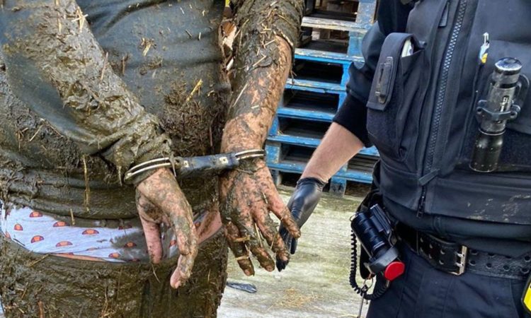 The man was arrested following the highly unusual police chase (Photo: Sussex Police)