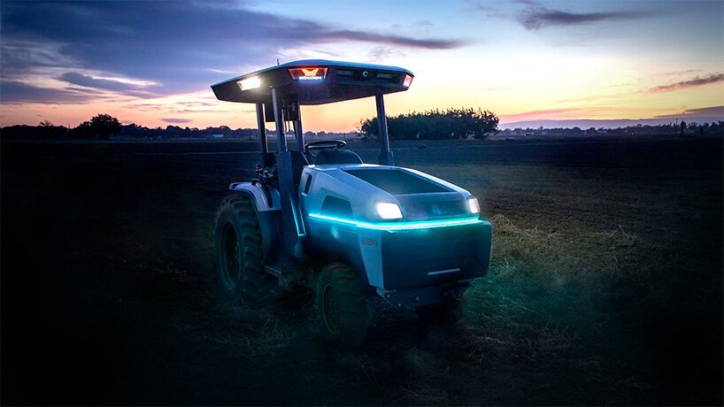 The futuristic tractor is 100% electric and has zero tailpipe emissions (Photo: Monarch Tractor)