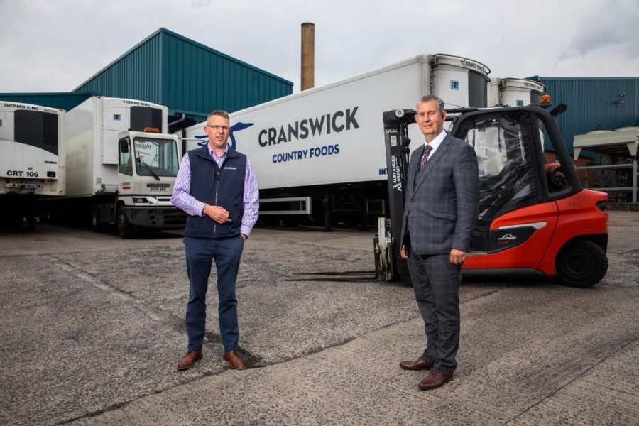 Farming minister Edwin Poots with Cranswick Country Foods site director Tony Demaine