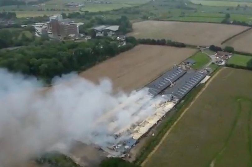 Thousands of chickens were killed in the blaze, caused by an 'accidental ignition' (Photo: HumbersideFire/Twitter)