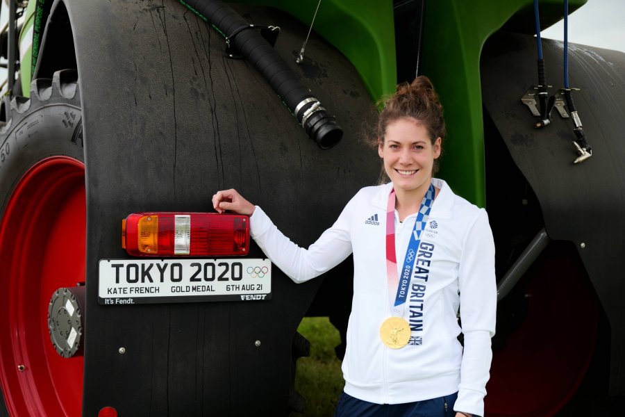 Kate French with 'Tokyo' the sprayer. She won a gold medal in the Modern Pentathlon