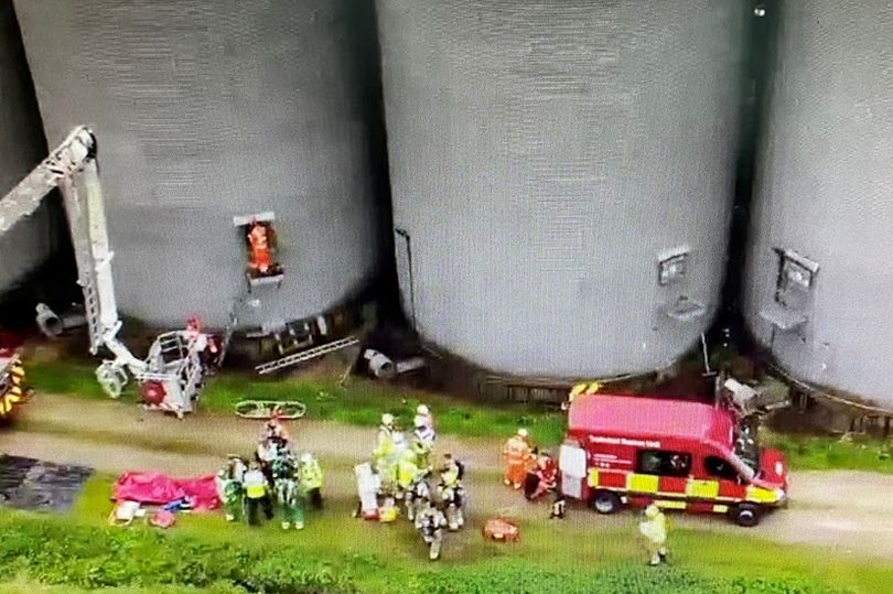 The farm worker was taken to hospital after falling into an empty silo (Photo: Bedfordshire Fire Control)