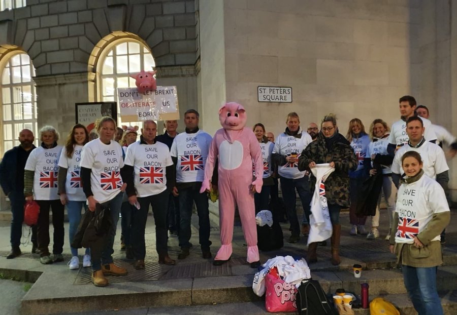 Pig producers came together at the Tory Party Conference in Manchester this morning (Photo: Save British Bacon)