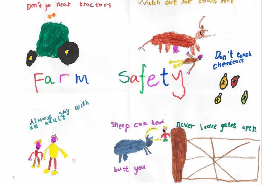 The children's poster competition aimed to raise awareness of the farming industry's dangers