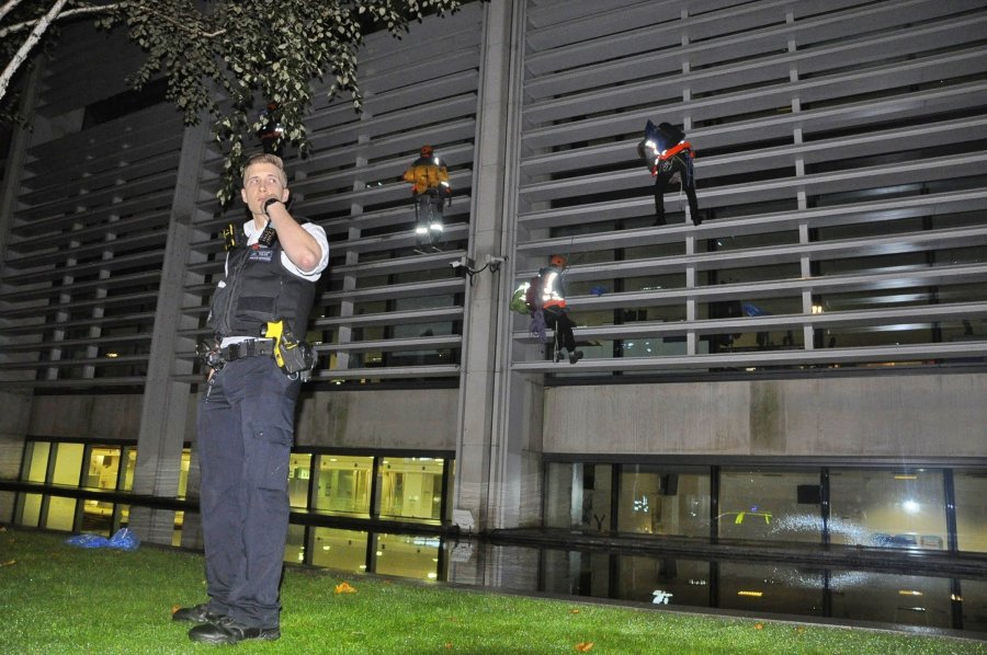 Protestors from Animal Rebellion climbed Defra's building this morning (Photo: Animal Rebellion)