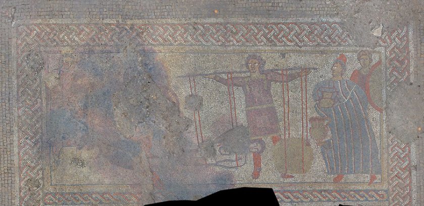The mosaic depicts part of the story of the Greek hero Achilles (Photo: Historic England)