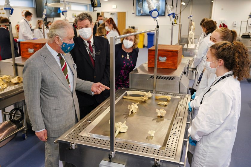 The Prince toured the new Veterinary Education Centre and spoke to some of the first cohort of students